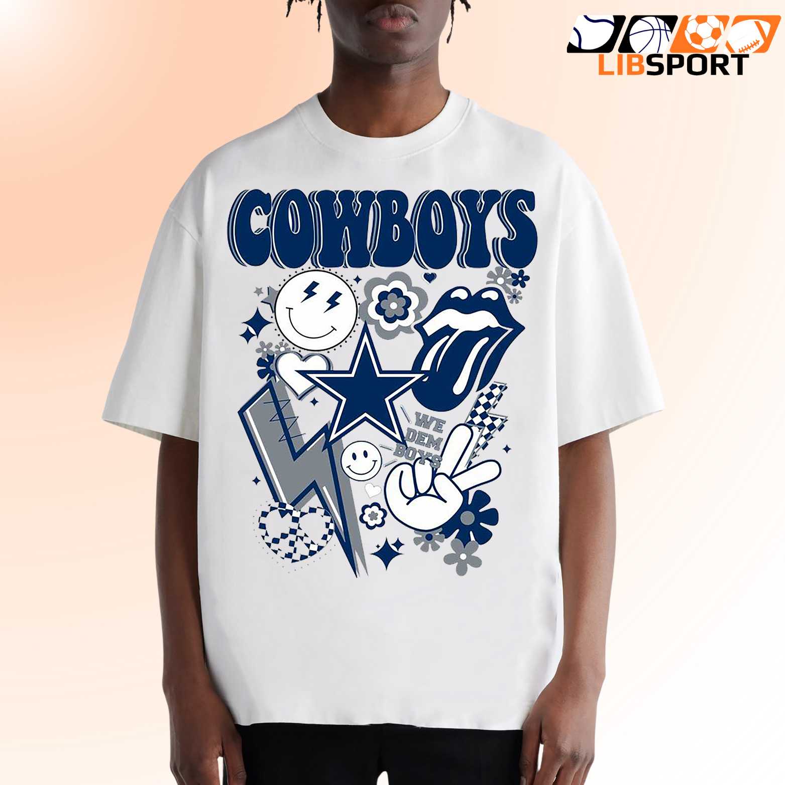 Retro Dallas Cowboys T-Shirt, Floral Happy Face Tee, Vintage Lightning Shirt